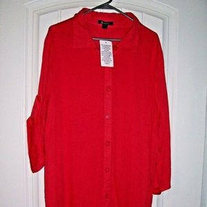 ROAMAN'S 26W ROLL UP SLEEVE TOP/SHIRT